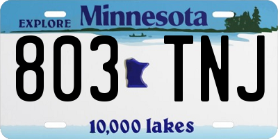 MN license plate 803TNJ