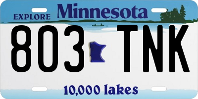 MN license plate 803TNK