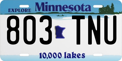 MN license plate 803TNU