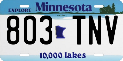 MN license plate 803TNV