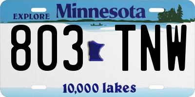 MN license plate 803TNW