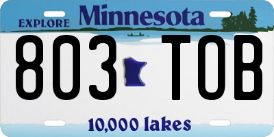 MN license plate 803TOB