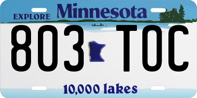 MN license plate 803TOC