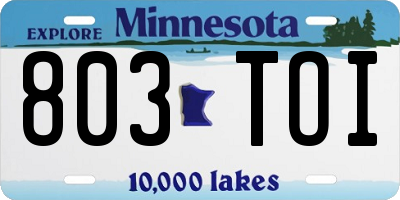 MN license plate 803TOI