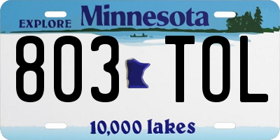 MN license plate 803TOL