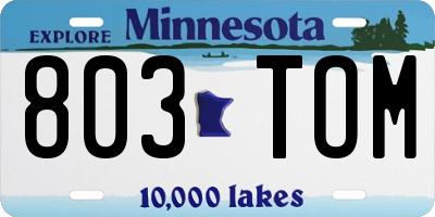 MN license plate 803TOM