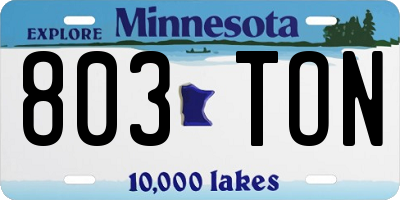 MN license plate 803TON