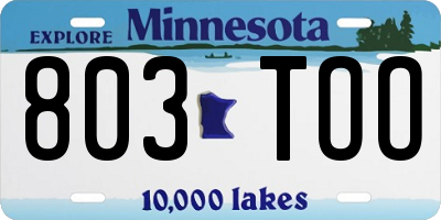 MN license plate 803TOO