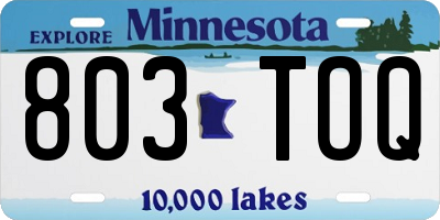 MN license plate 803TOQ