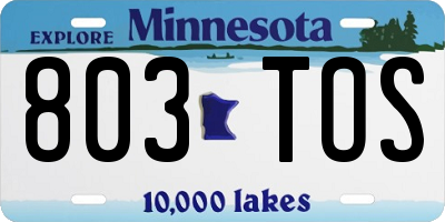 MN license plate 803TOS