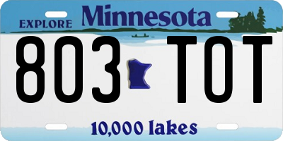 MN license plate 803TOT