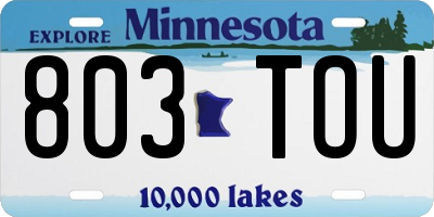 MN license plate 803TOU