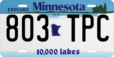 MN license plate 803TPC