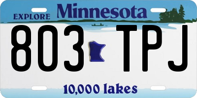 MN license plate 803TPJ