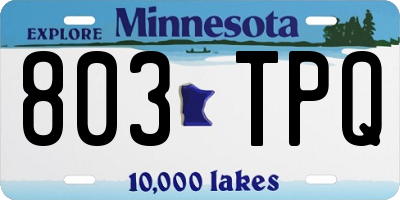 MN license plate 803TPQ
