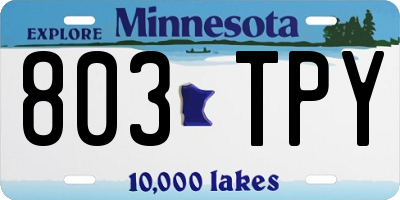 MN license plate 803TPY