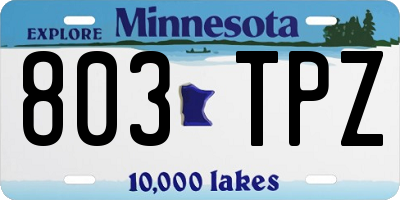 MN license plate 803TPZ