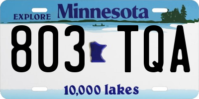 MN license plate 803TQA