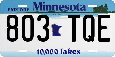 MN license plate 803TQE
