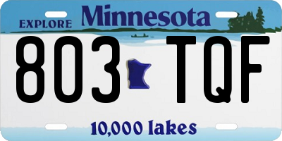 MN license plate 803TQF