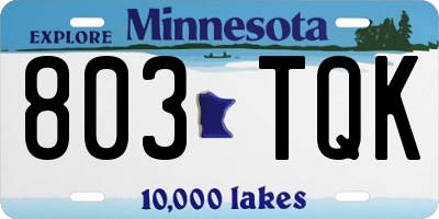 MN license plate 803TQK