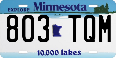 MN license plate 803TQM