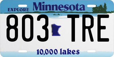 MN license plate 803TRE