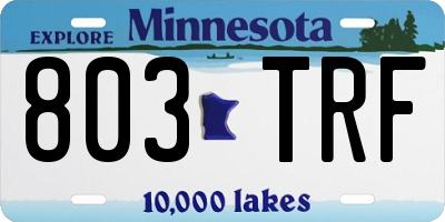 MN license plate 803TRF