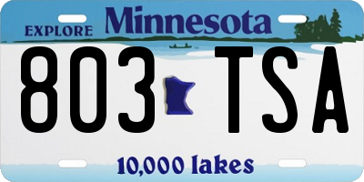 MN license plate 803TSA