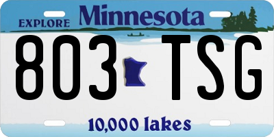 MN license plate 803TSG