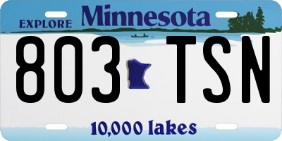 MN license plate 803TSN