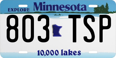 MN license plate 803TSP