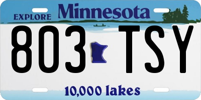 MN license plate 803TSY