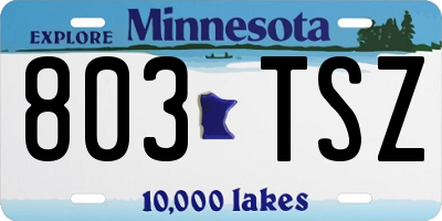 MN license plate 803TSZ