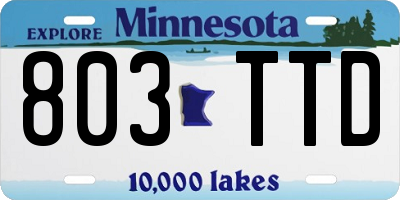 MN license plate 803TTD