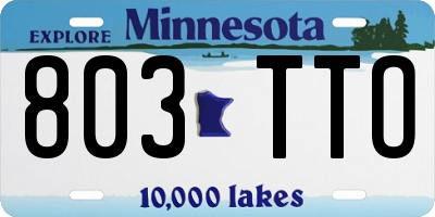 MN license plate 803TTO