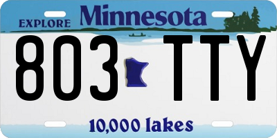 MN license plate 803TTY