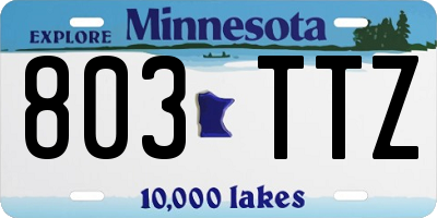 MN license plate 803TTZ