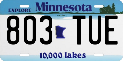 MN license plate 803TUE