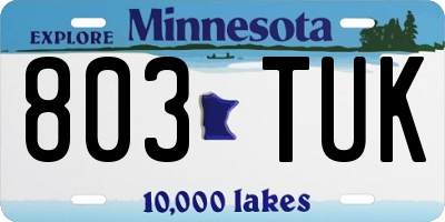 MN license plate 803TUK