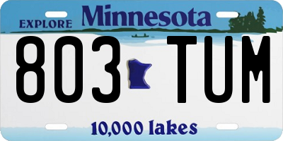 MN license plate 803TUM