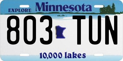 MN license plate 803TUN