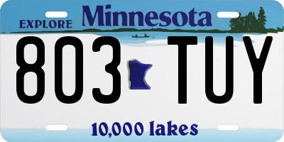 MN license plate 803TUY