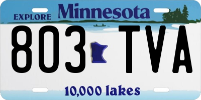 MN license plate 803TVA