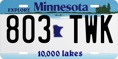 MN license plate 803TWK