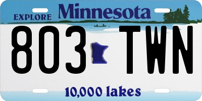 MN license plate 803TWN