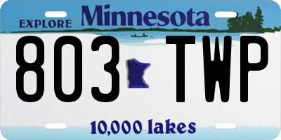 MN license plate 803TWP
