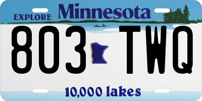 MN license plate 803TWQ