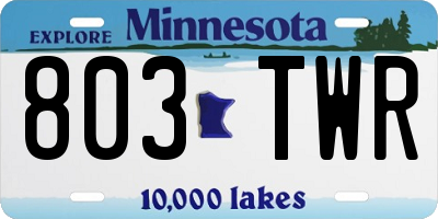 MN license plate 803TWR