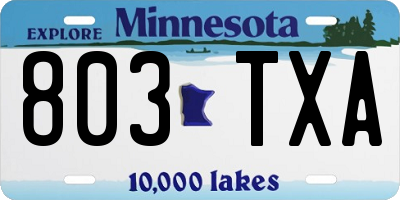 MN license plate 803TXA